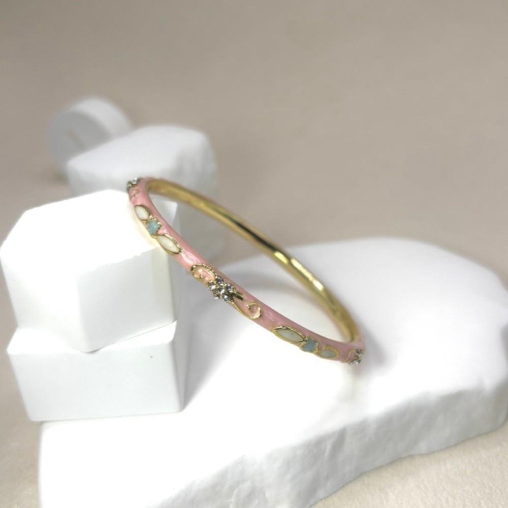 Colorful Vintage Cloisonne Bangle Enamel Women's Hand Bracelet Chinese Flower Bangle  Ladies