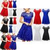 Elegant Women's Lace Floral Prom Swing Dress For Stylish Bridesmaid Celebrations