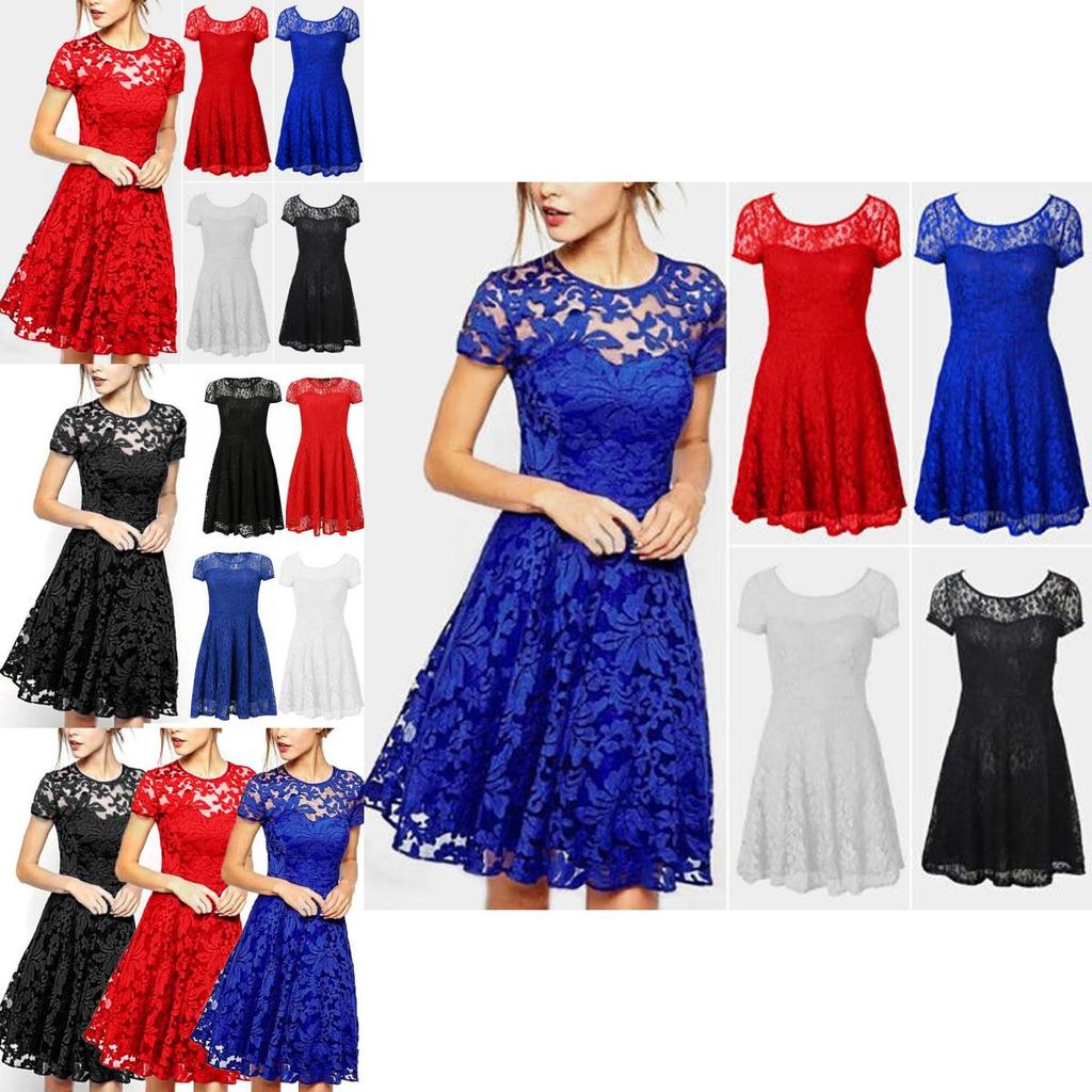 Elegant Women's Lace Floral Prom Swing Dress For Stylish Bridesmaid Celebrations
