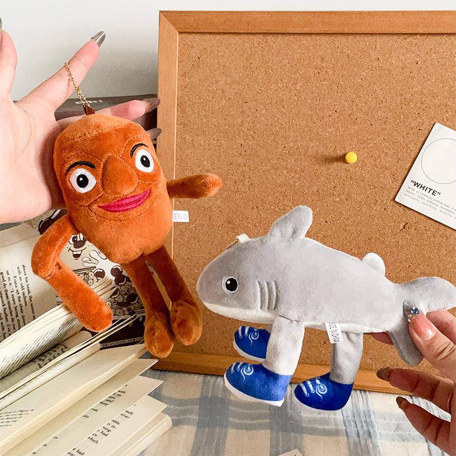 Bigfoot Shark Doll Shanhai Jing Doll Pendant Plush Toy Bag Hanging Ornament Wooden Stick Man Doll