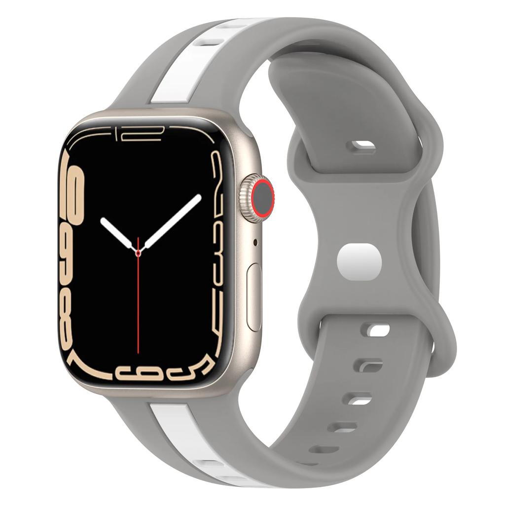 Silicone Strap For Apple Watch Ultra 3/2 Band 49mm 45mm 41mm 44mm 42mm 46mm Two-color Bracelet iWatch 11 10 9 8 7 6 5 4 SE Belt