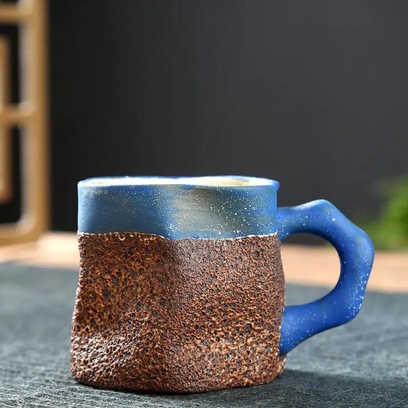 Pure Handmade Ceramic Mug Art of Clay Vintage Coffee Cup Cups and Mugs Free Shipping Personalized Gift Unusual Tea Cup Drinkware