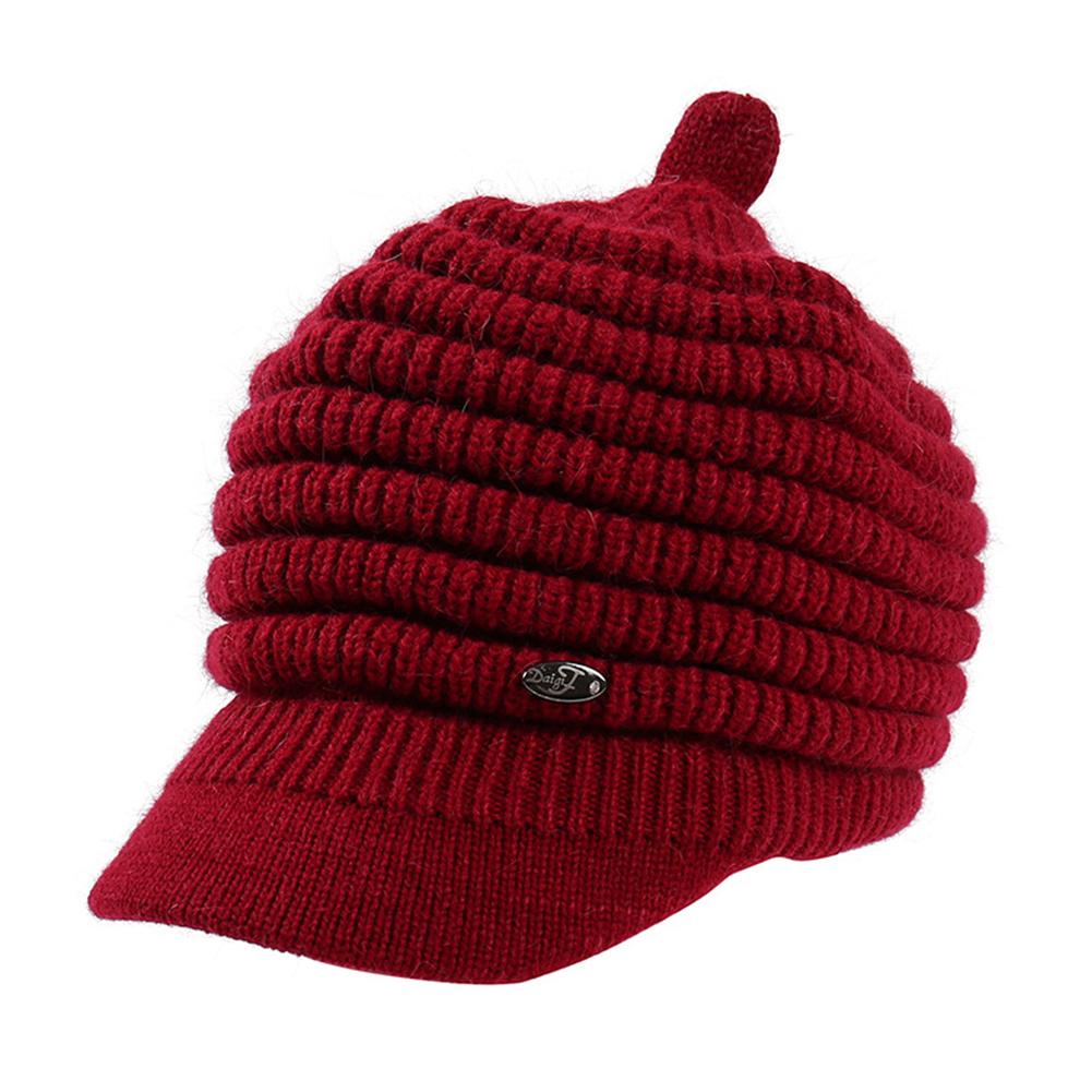 Women Winter Fleeced Warm Cap Beanies Knitted Peaked Hat