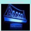 Airplane Titanic 3d Acrylic Night Light Model Lamp Kids Bedside Lights Decor
