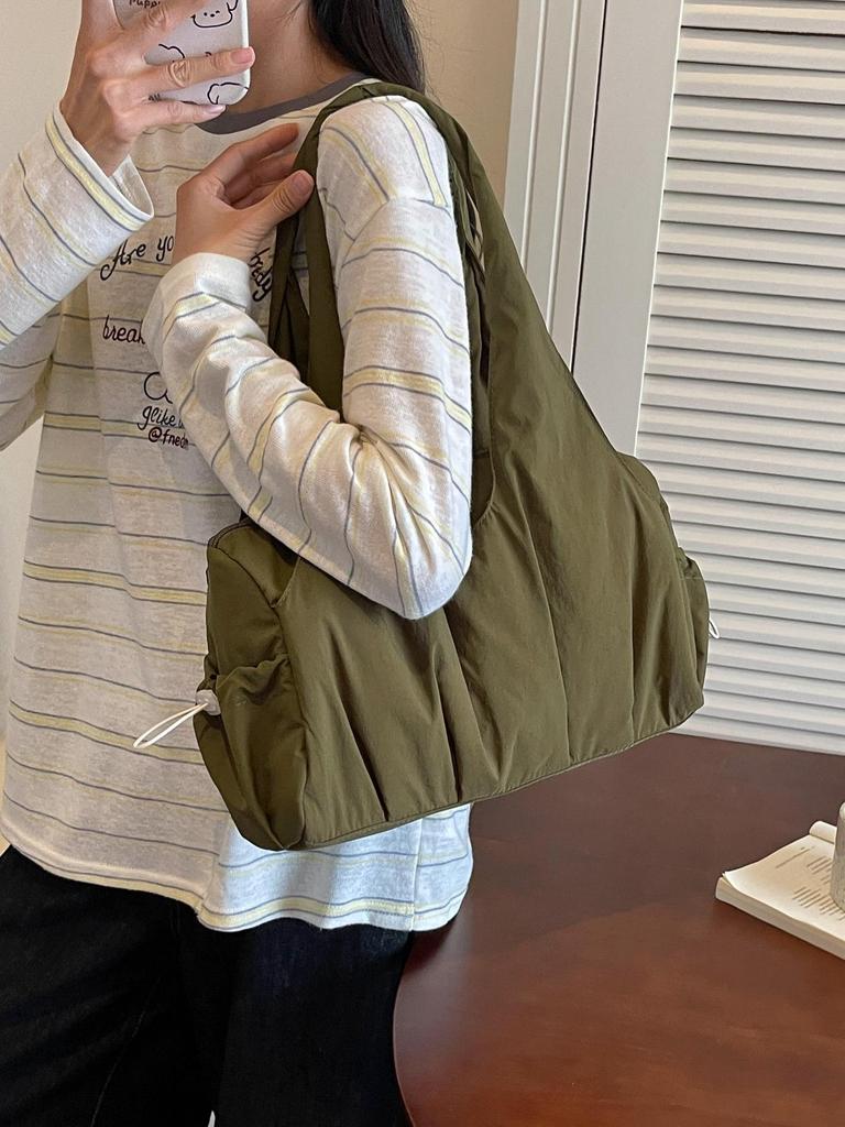 Women's Lightweight Nylon Tote: Large Capacity, Multi-layer, Single Shoulder Handbag for Commuting & Moms