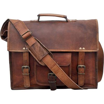 Leather Messenger Bag Vintange Satchel Bag Crossbody Bags for Men and Women Unisex Office Bag 15" Inch