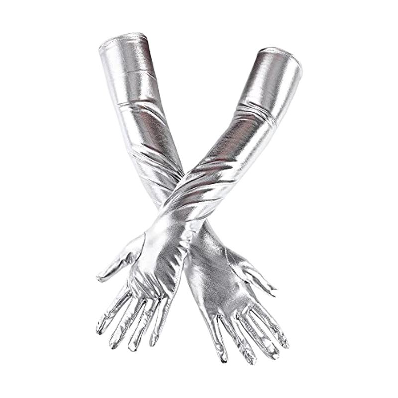 Adult Long Patent Leather Cosplay Gothic Style Nightclub Performance Gloves Halloween Costume Accessories Sexy Tight Gloves