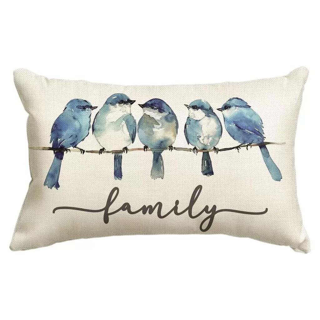 New Spring Flower Pillowcase Linen Printed Floral Sofa Cushion Cover Home Pillowcase