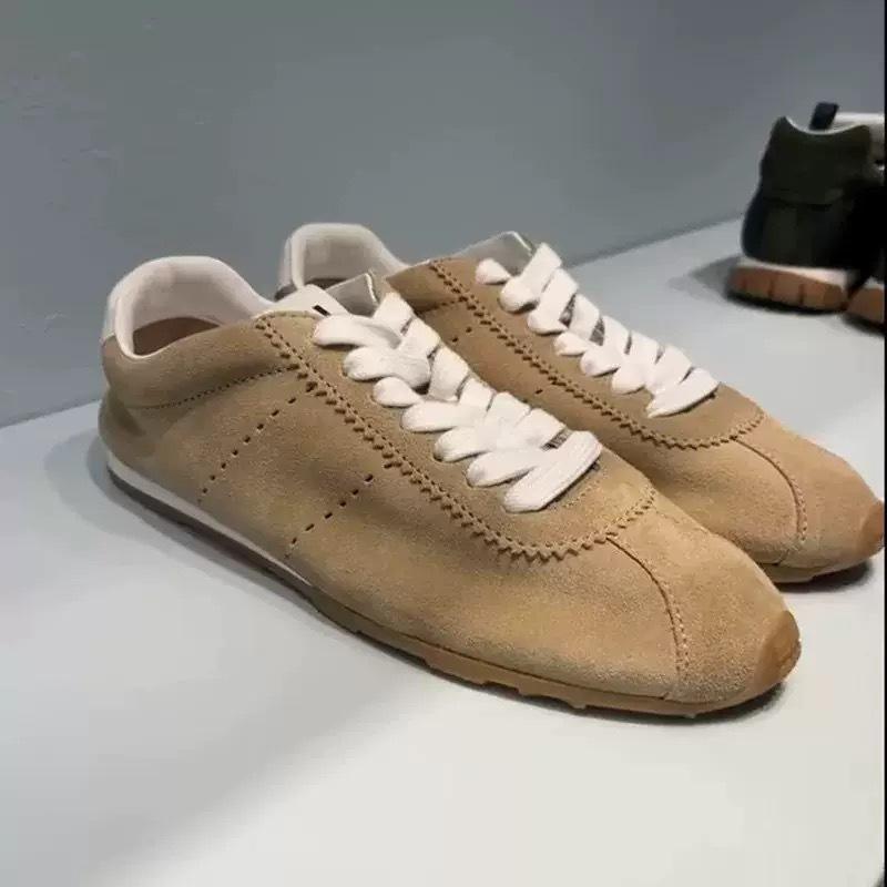 Cowhide Version~ Leather Flat Bottom Round Head Retro Red Forrest Gump Shoes Women's Lace-up Versatile German Training Shoes Board Shoes Casual Shoes