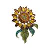 Luxury Vintage Rhinestone Sunflower Exaggerated Brooches Badges For Women Men Retro Classic Design Crystal Accessories Pins
