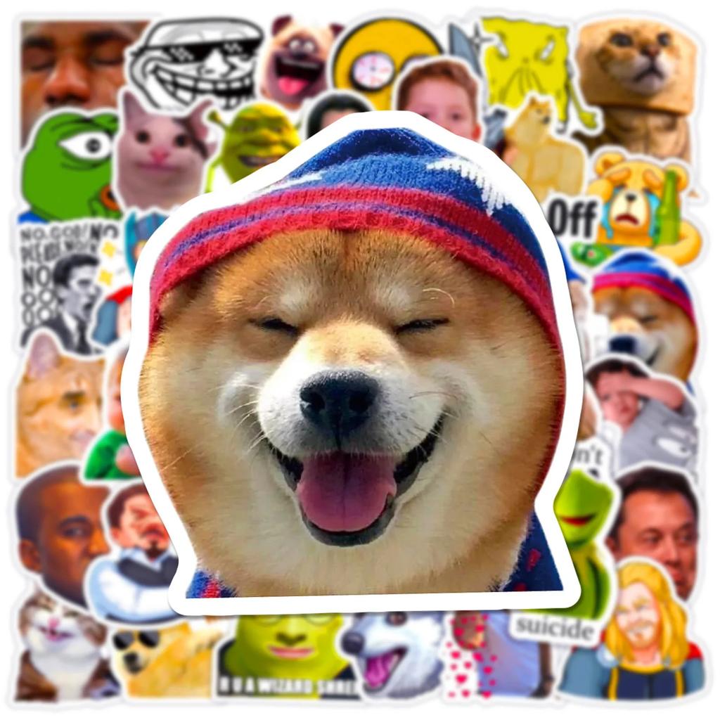 50Pcs Meme Funny Stickers Graffiti Decal Waterproof Diy Notebook Stationery Fridge Luggage Joke Sticker Toy Gift