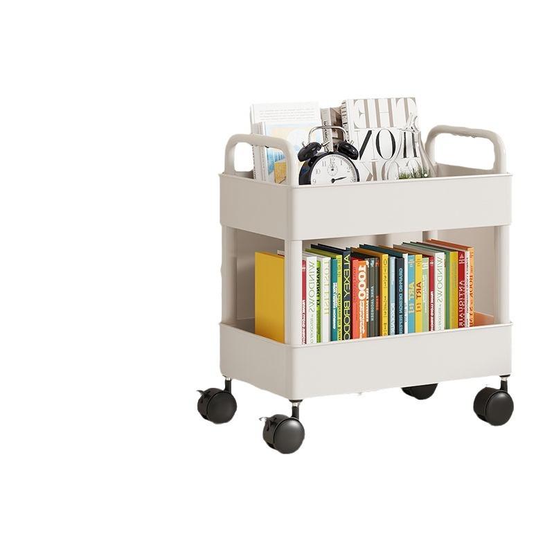 2-Tier Kitchen Bathroom Bedroom Storage Basket Rolling Utility Cart Mobile Storage Trolley Cart with Wheels Mesh Basket Organizer Shelf