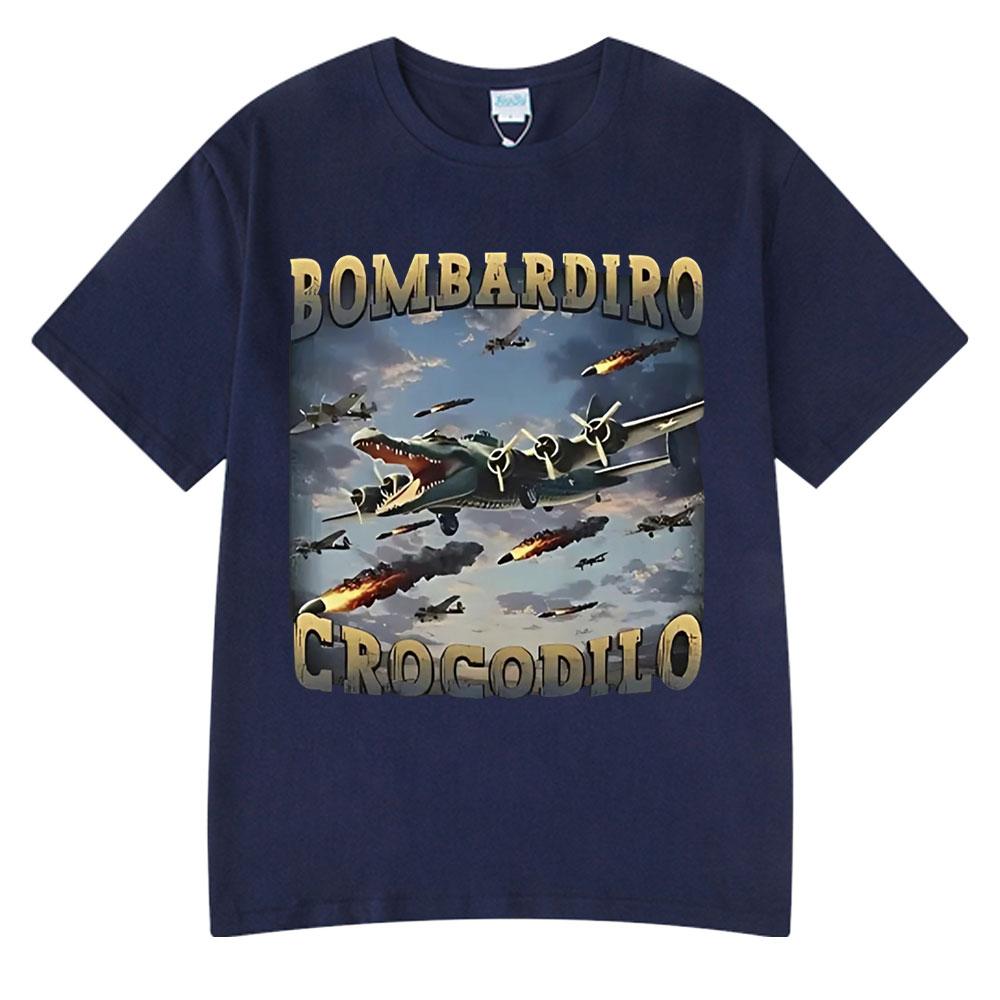 Bombardiro Crocodilo Funny Crocodile Plane Bomber Graphic T-shirt Men Women Casual Cotton Short Sleeve T Shirts Comfort T-shirts