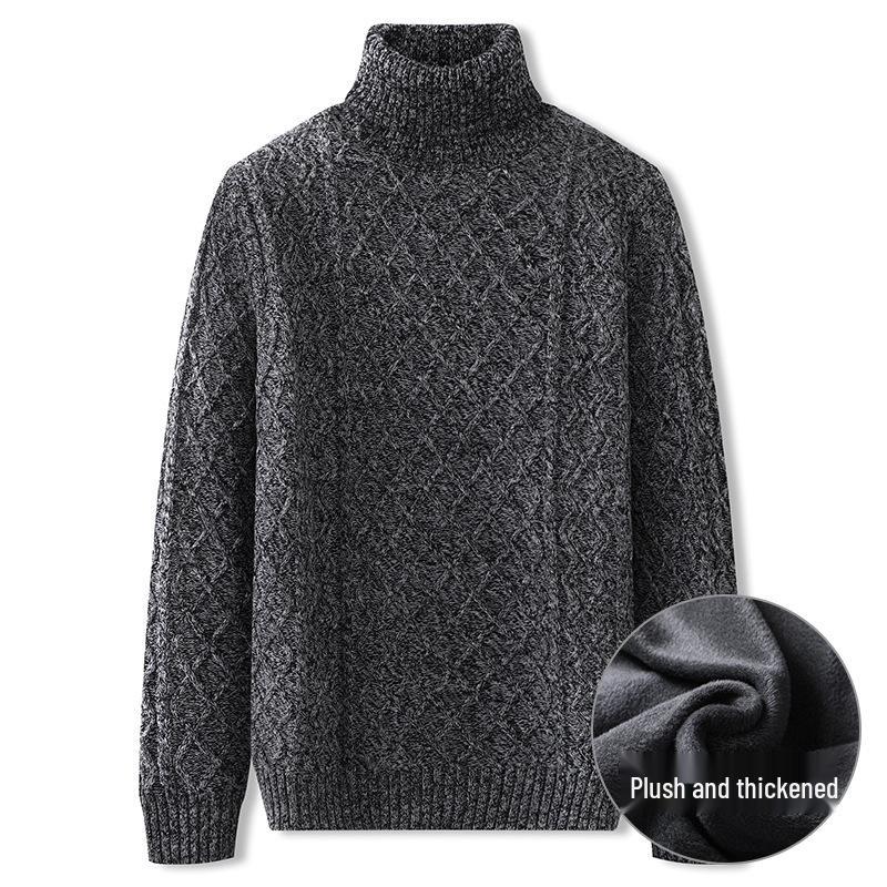 Men's Autumn/Winter 2025 Casual Warm High Collar Chunky Knit Sweater Plus Size Loose Knitwear