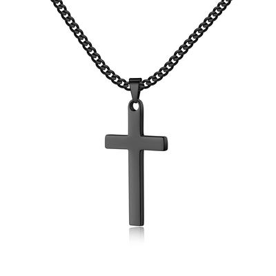 Stainless Steel Glossy Cross Pendant Hip Hop Titanium Steel Necklace Men'S And Women'S Versatile Minimalist Accessories