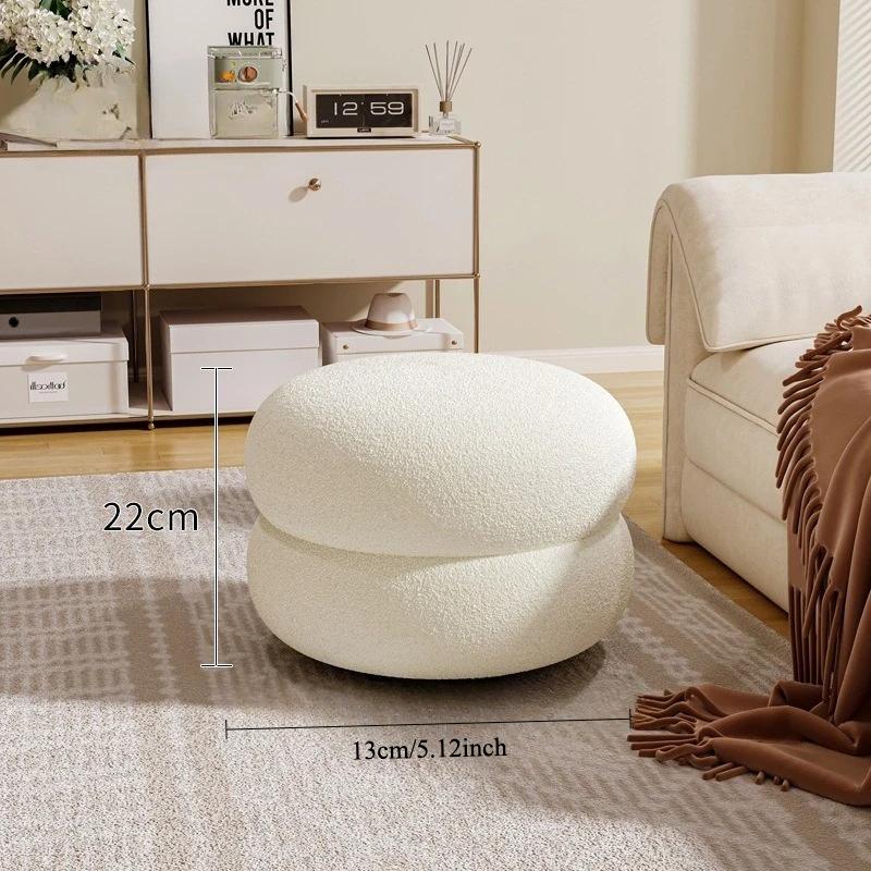 Change Shoe Bench Makeup Seat Porcelain Stool Lounge Footrest with Thick Cushion Modern Velvet Padded Stool Space-Saving Gift