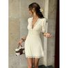 European Summer New French Temperament Elegant Simple Lace V-neck Short-sleeved Dress