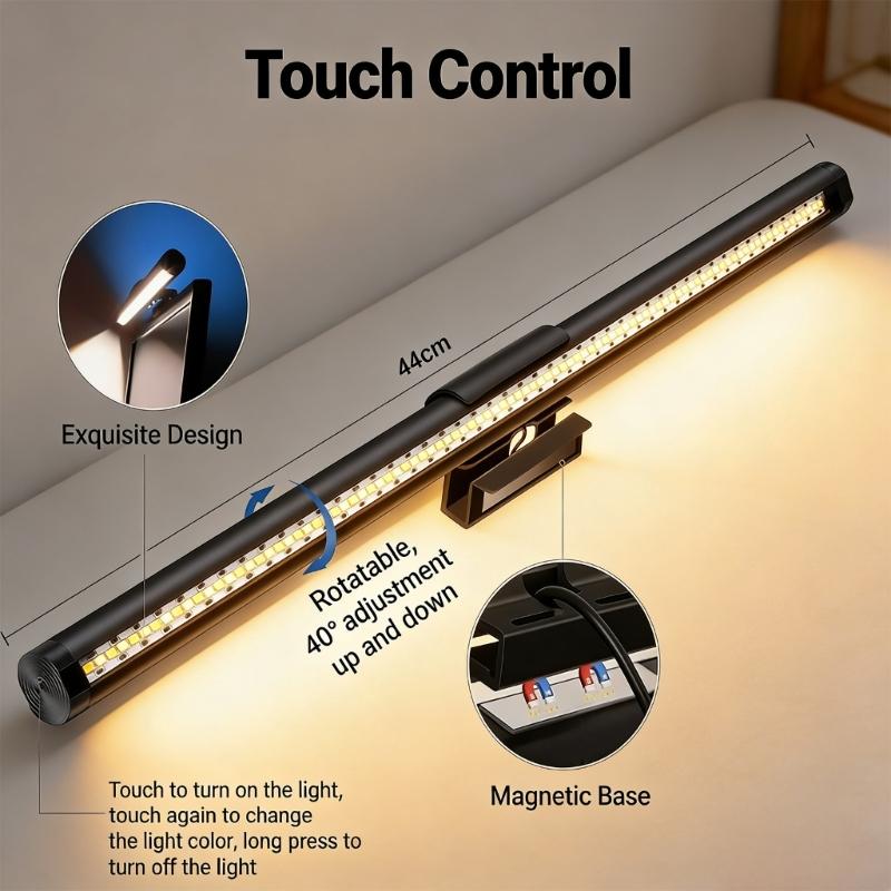 LED Monitorlicht Hängende Schreibtischlampe Berührbare Dimmfunktion Augenfreundlich für Arbeit Gaming Augenschutz Computer Schreibtisch