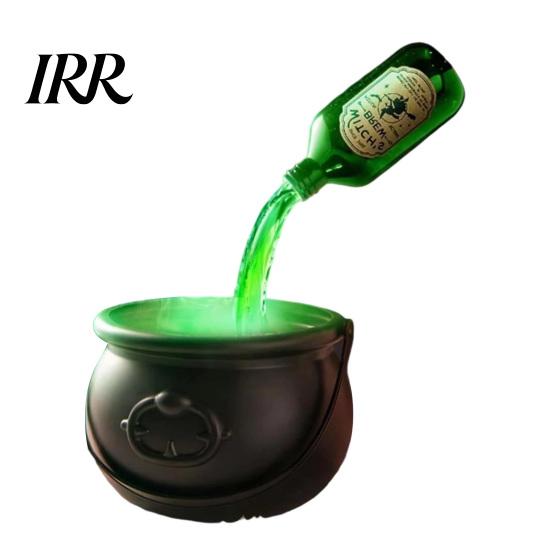 Halloween Party Decor Witch Cauldron, Large Plastic Black Bucket with Floating Potion Bottle, Durable Decoration Spooky Soup Pot for Home Porch,