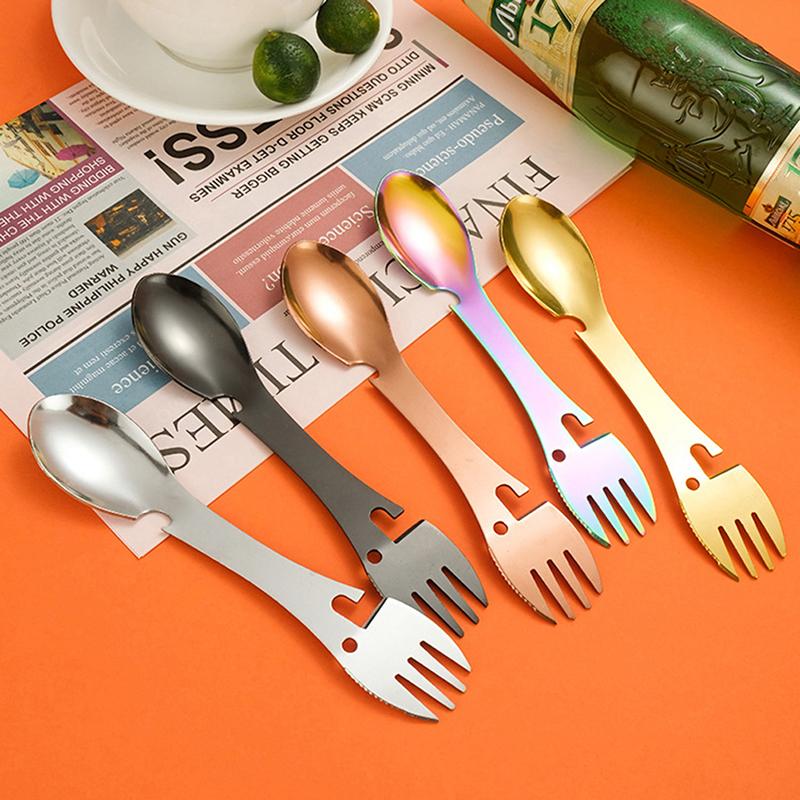 Narzędzia Przetrwania Outdoor 5 w 1 Zestaw Wielofunkcyjny EDC Campingowy Nóż Łyżka