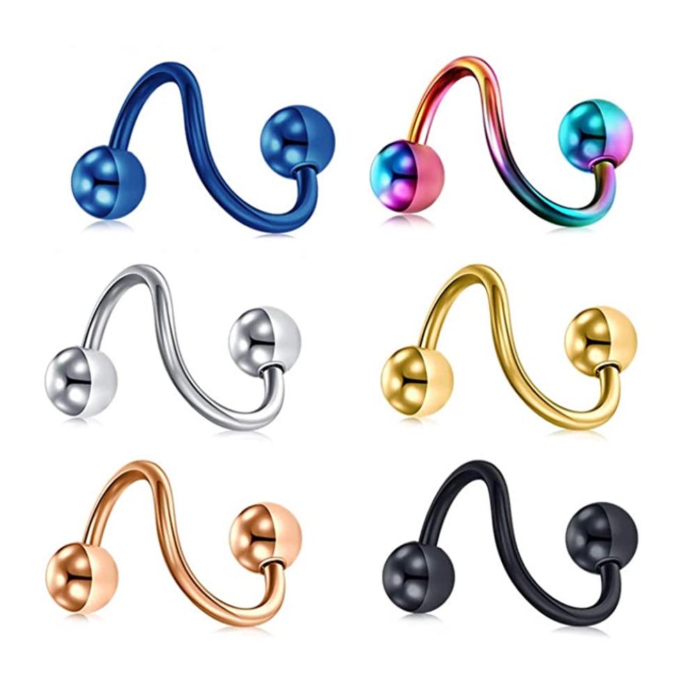 Edelstahl S-förmige Stecker: Bunter Nasen-, Zungen- & Lippenpiercingschmuck
