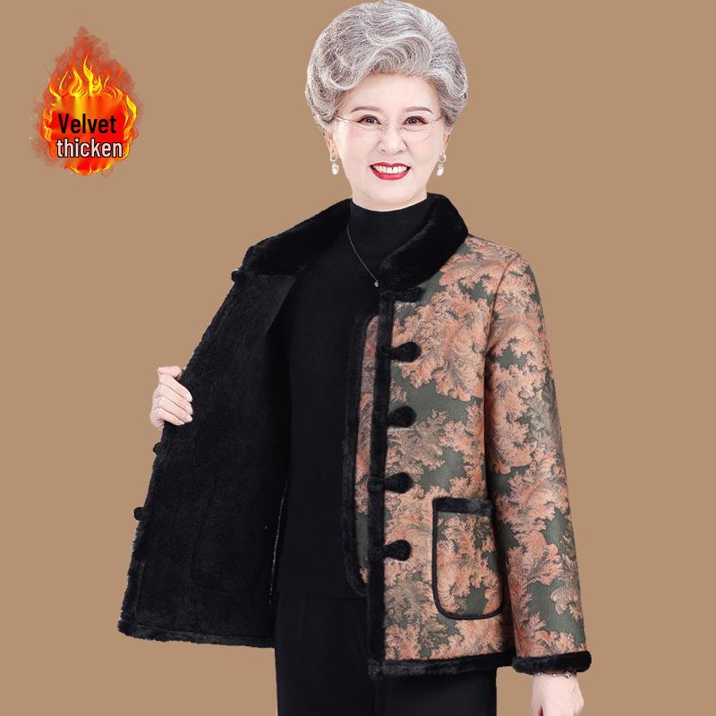 Women s Winter Cotton Jacket - Thickened Velvet Tang Suit for Elderly 6XL 160-170 lbs