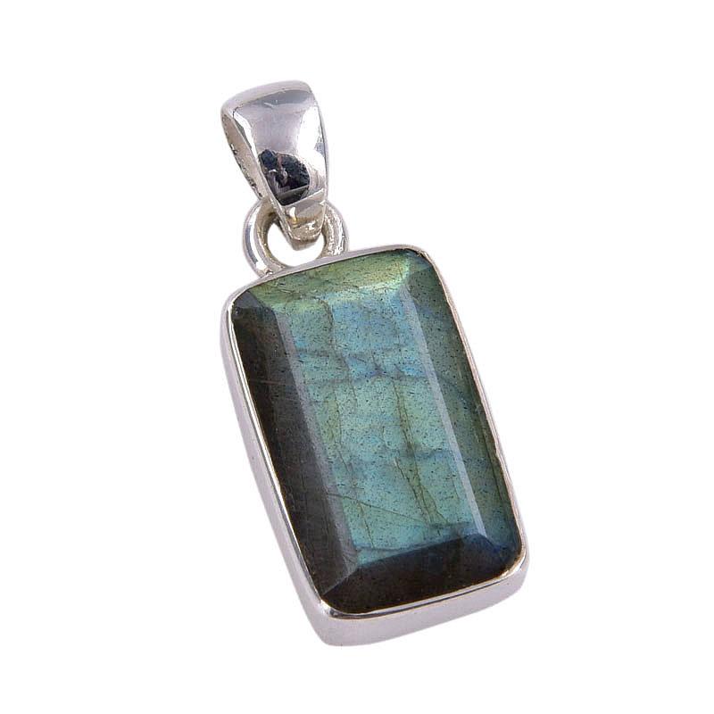 Natural Labradorite Gemstone Handmade 925 Solid Sterling Silver Pendant 1" m6z73