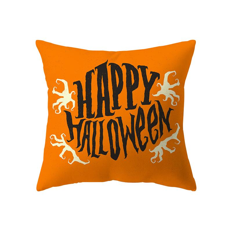 Halloween Theme Witch Pumpkin Print Pattern Cushion Cover Home Living Room Sofa Decoration Square Polyester Pillow Pillow Cover
