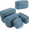 4 Größen Blaue Denim Kosmetiktasche Vintage Jeans Toilettenartikel-Etui Beauty-Box Reise-Aufbewahrungstasche Outdoor