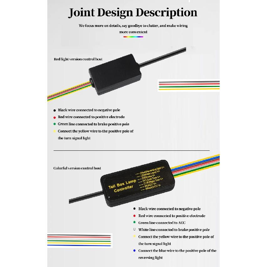 New Car Carbon Fiber Tail Light Modified Trunk Tail Light, Turn Signal Brake Light, Universal LED Iridescent Flow Light