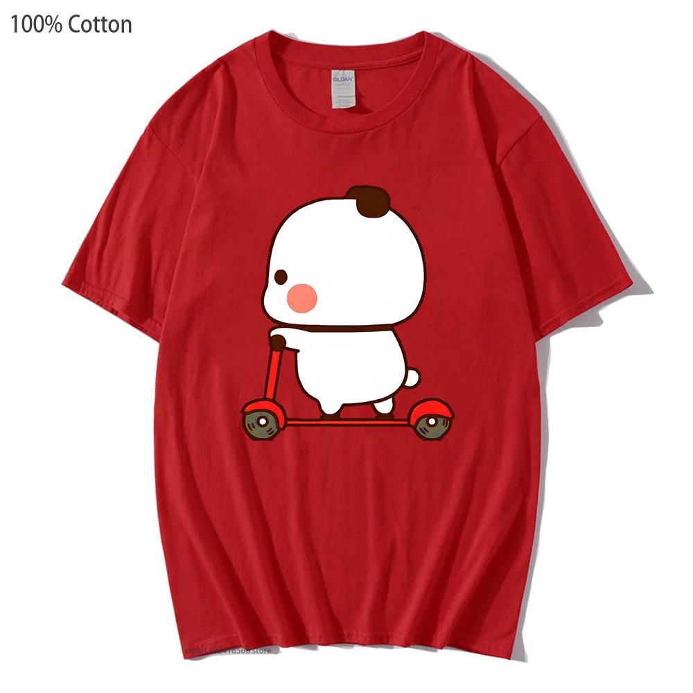 Cute Couple Shirt Cute Bubu and Dudu Are Playing Scooter Together Graphic T-Shirts Men's Clothes Panda Bear Cotton Top