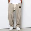 Pantaloni della tuta casual sportivi a gamba dritta in maglia waffle con elastico e coulisse a vita media