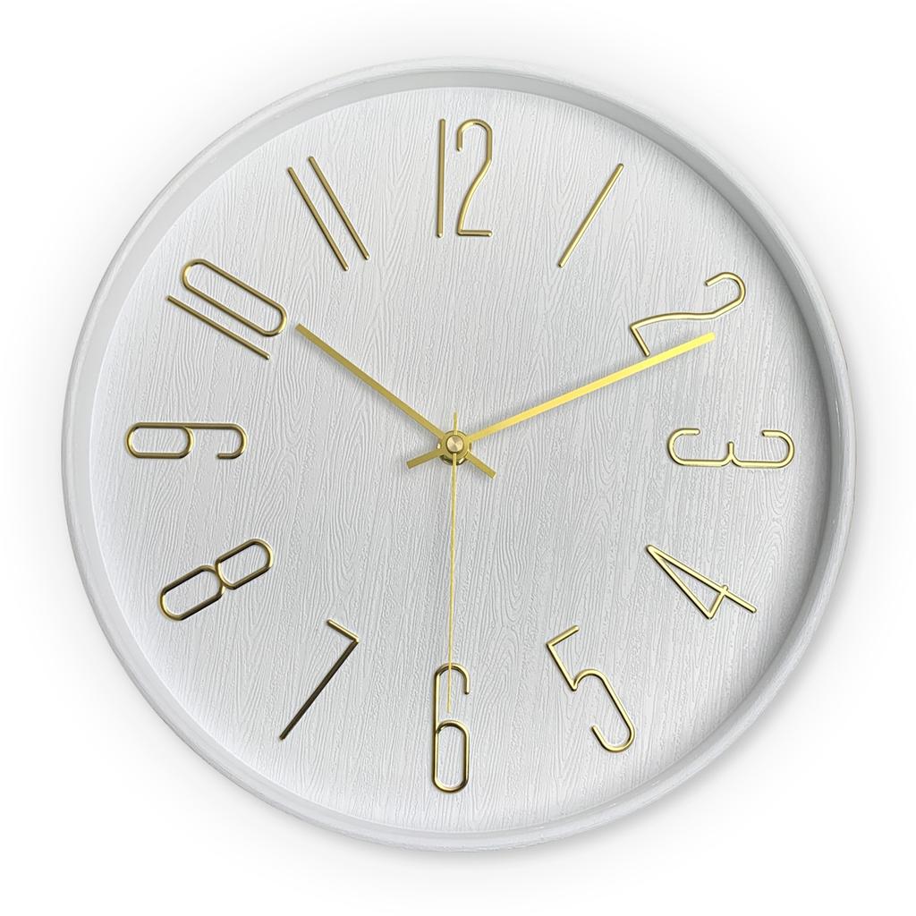 12-Inch Simple Round Clock Wall Clock Living Room High-End Home Bedroom Clock Wall Decoration Clock
