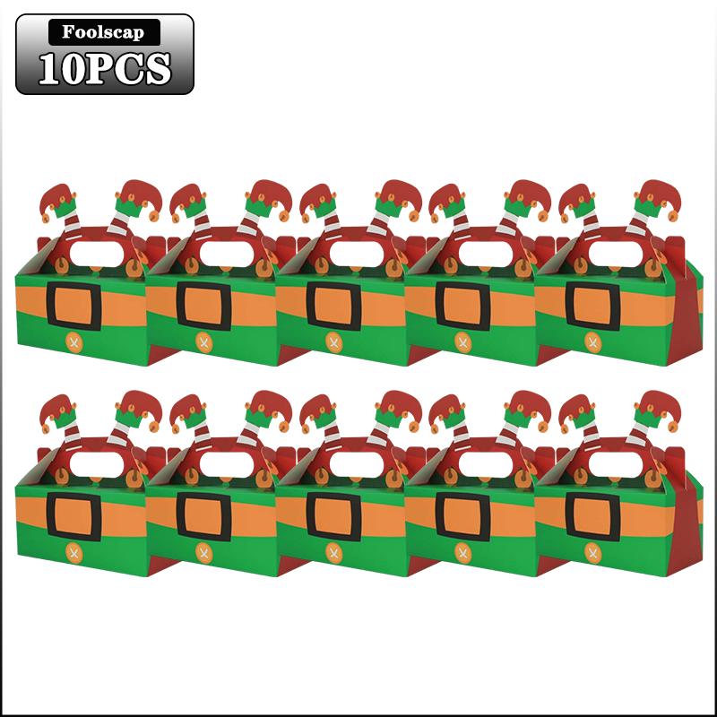 Christmas Small Gift Boxes Cardboard Goodie Treat Boxes Easy To Assemble Paper Boxes for Kids Santa Claus Party Favors Supplies