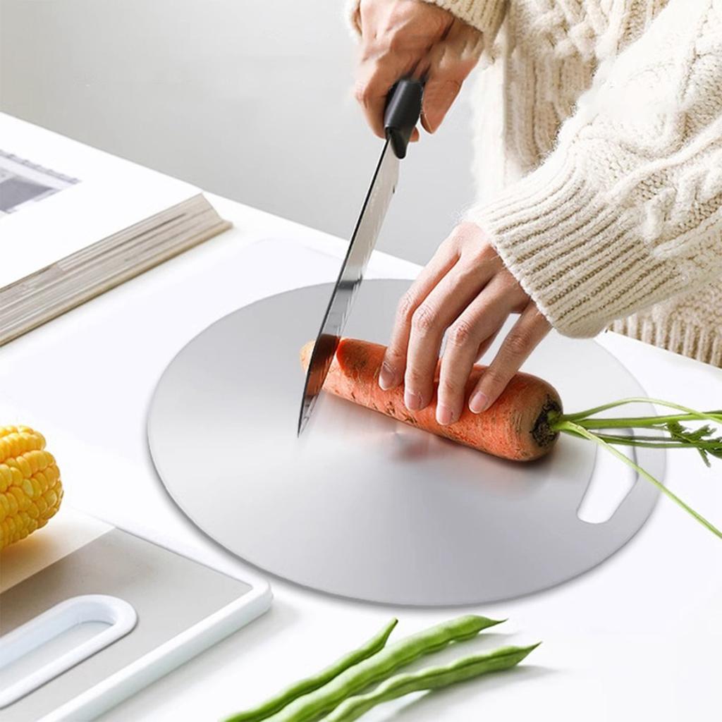 Cutting Boards For Kitchen Stainless Board 304 Steel Double Sided Food Grade Portable Round Fruit Meat Chopping