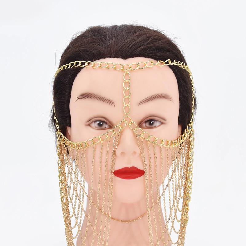Masquerade Mask Party Alloy Jewelry Stage Costume Performance Costume Metal Face Chain Jewelry