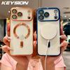 KEYSION Magnetic Plating Case for MagSafe for iPhone 17 Pro Max 17Air Transparent TPU Shockproof Phone Cover With Lens Protector