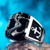 Men's Retro Anchor Stripe Ring