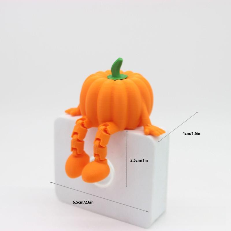 3D Articulated Sitting Posture Pumpkin Model Flexible Joints Poseable Halloween Decor Ornament Ideal Party Decoration Gift