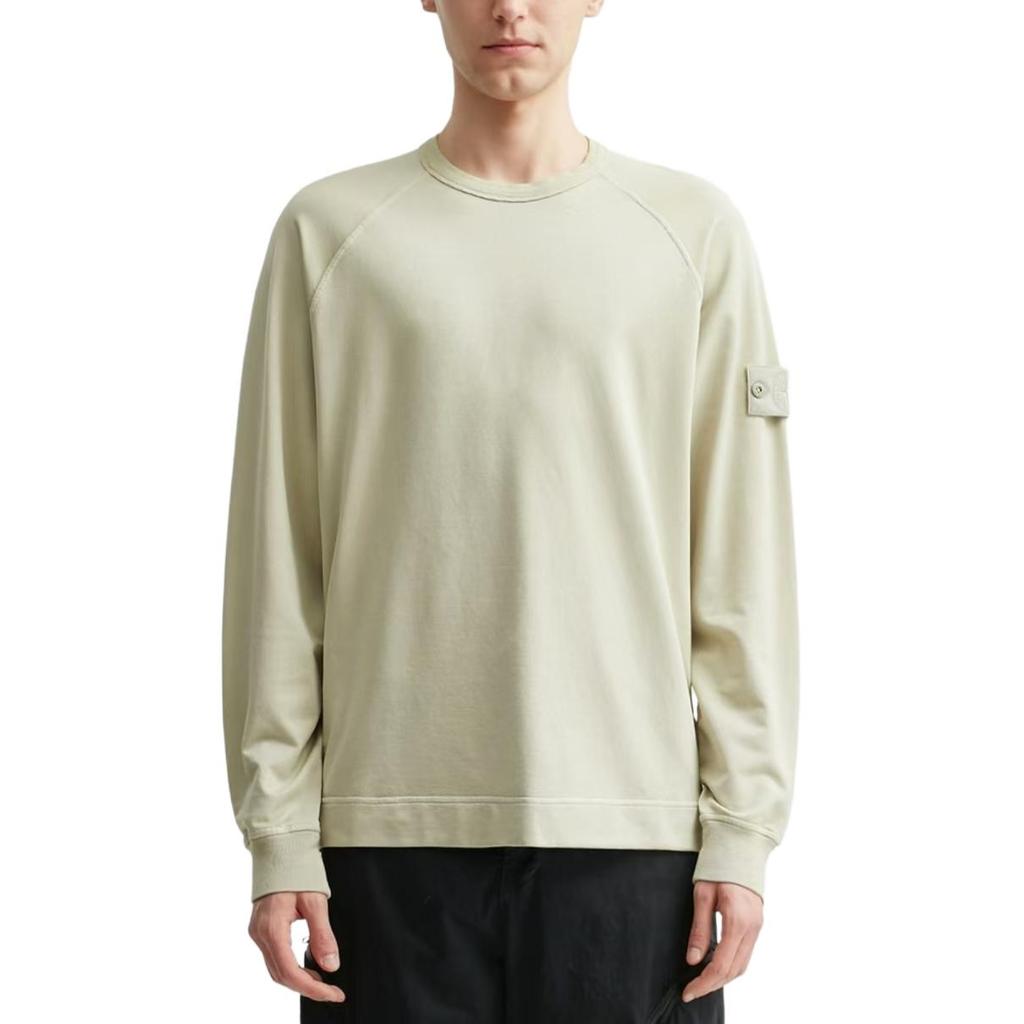 Stone Island Ghost Series Ss25 Ghost Pieces Lightweight Cotton Crew Neck Sweatshirt Unisex Sweatshirt Beige K1S1561000-11S00F3-V0090
