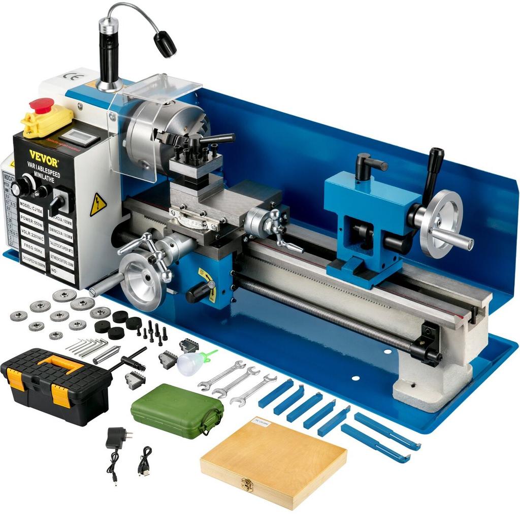 Mini Metal Lathe, 7"x14" Benchtop Metal Lathe, 550W Variable Speed 2250RPM Metal Lathe, with 3-jaw Chuck CNC Mini Lathe Machine, Precision Mini Lathe