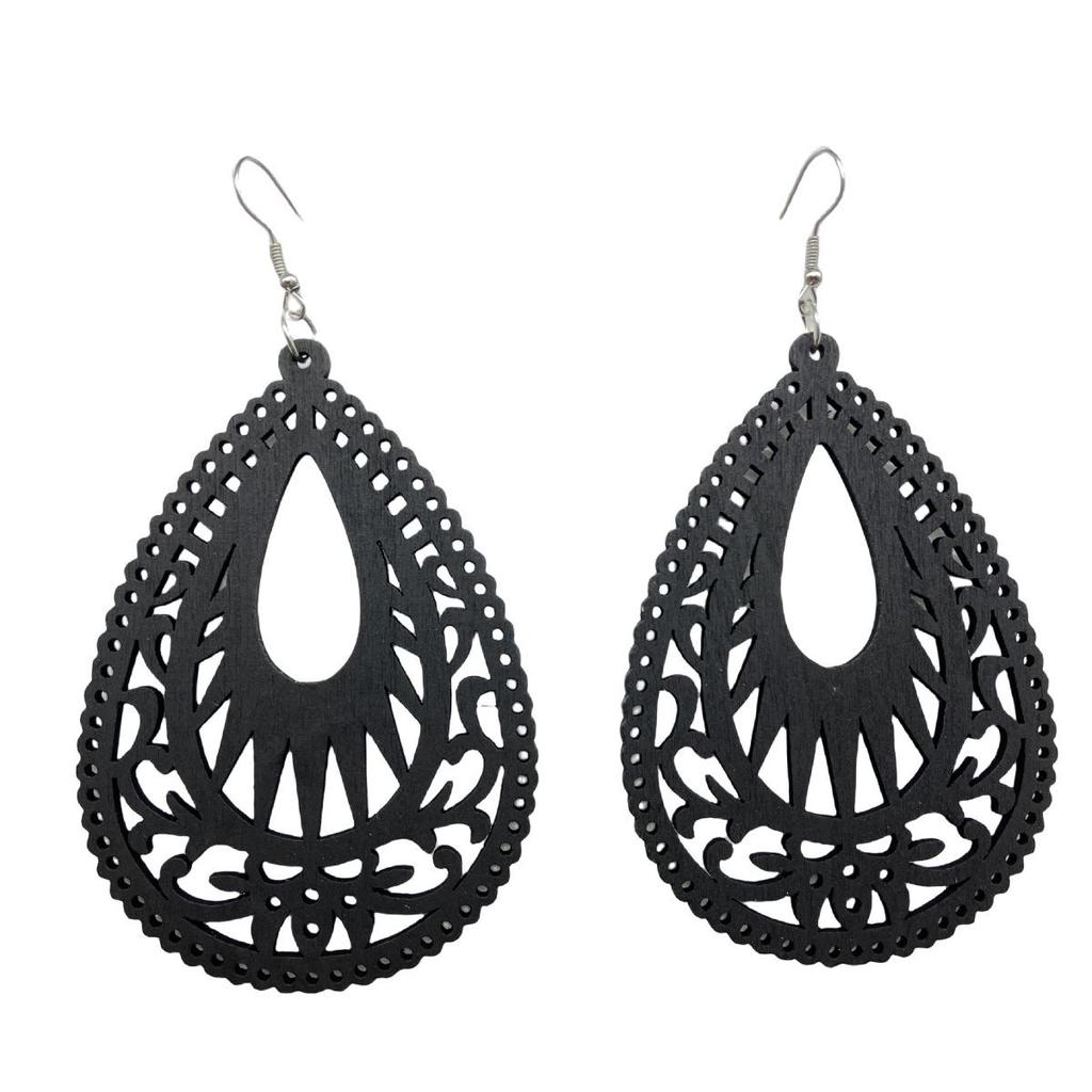 Bohemian Beach Wooden Long Earrings