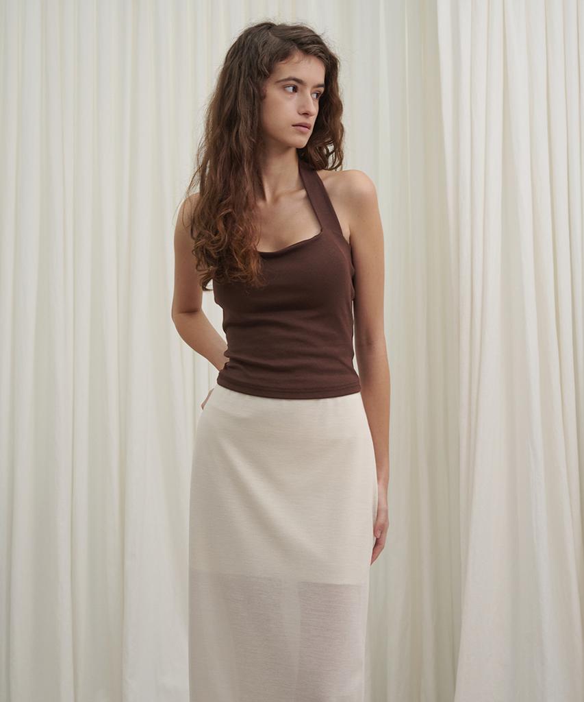 MARROT See-Through Elastic Skirt_Cream