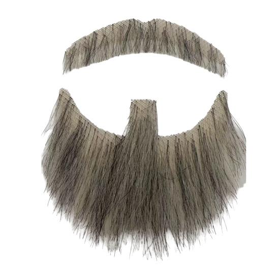 2Pcs Fake Beard Goatee Mustache Handmade Invisible Lace Facial Hair False Goatee Beard Halloween Dressing Men Makeup Drama Party Movie Prop