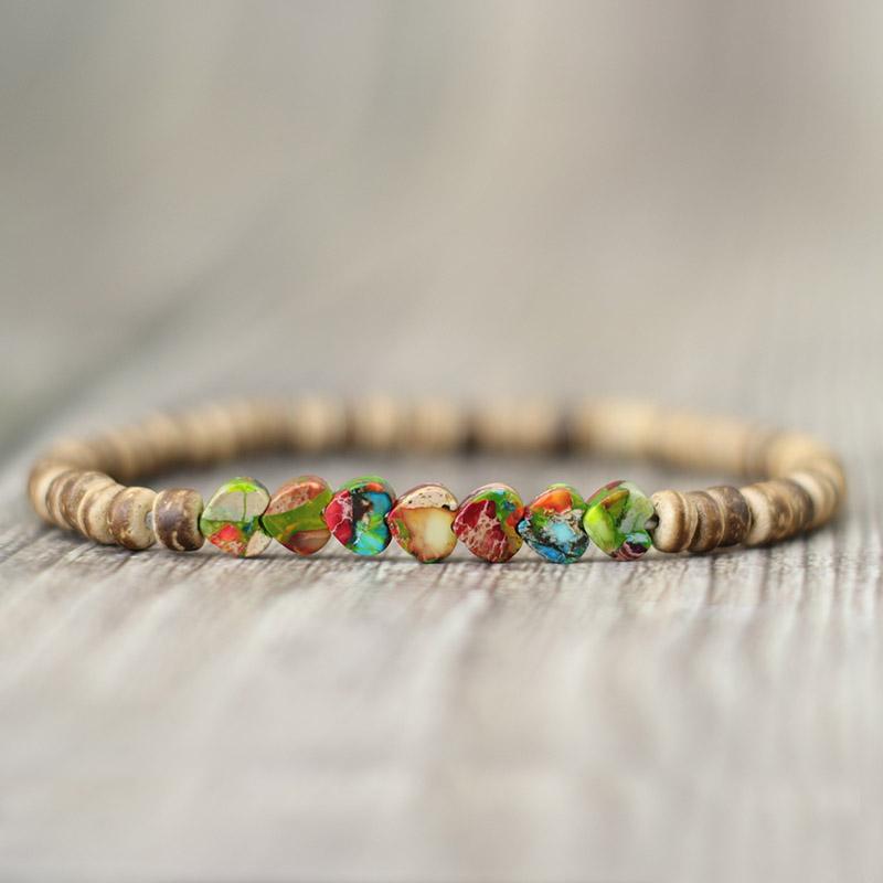 

Minimalist Men Wooden Bracelet Grade A Natural Imperial Stone Braclet Homme Hematite Beaded Braslet Bohemia Strand Brazalete M 19.5cm 7.7Inch