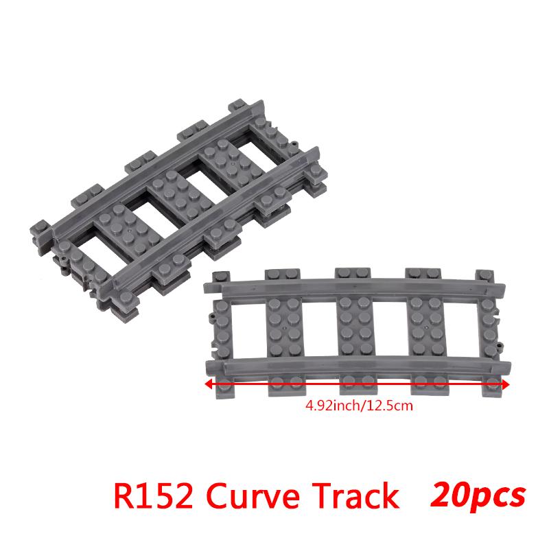 20PCS MOC City Bricks Train Flexible Construction Parts Railway Curve Track R120 Building Blocks Model Accessories Compatible