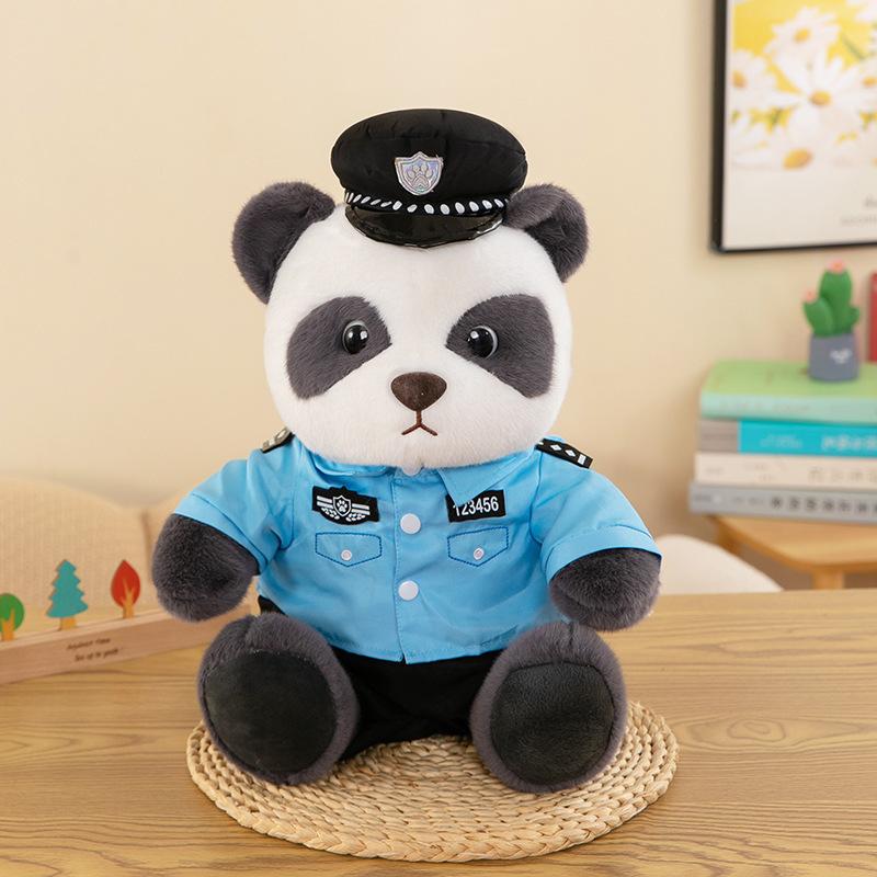

Мультяшный Плюшевый Мишка Панда в Полицейской Форме Модный Мальчик Пожарный Подарок на День Рождения синий