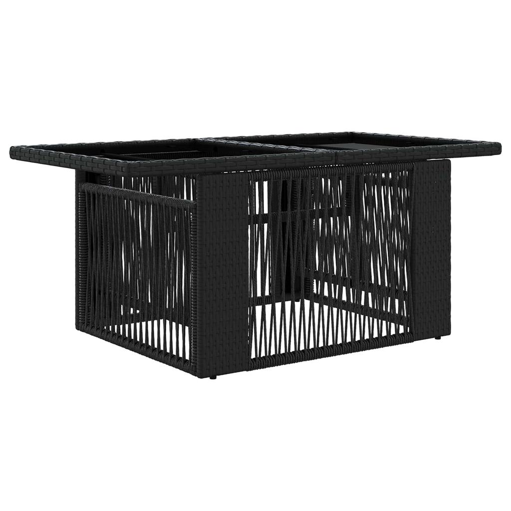 Garden Table Black 100 x 55 x 37 cm PE Rattan and Glass
