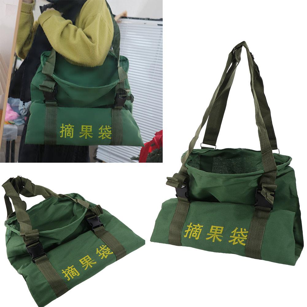 Borsa Portatile per la Raccolta di Frutta Grande Capacità Tracolla Pieghevole Grembiule da Raccolta Fondo con Anello in Acciaio Apertura Inferiore Borsa per la Raccolta in Giardino