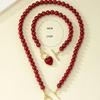 2PCS Immitation Pearl Necklace Bracelet Jewelry Set Elegant Love Pearl Color Pendant Natural Color Beads Collar for Girl Gifts